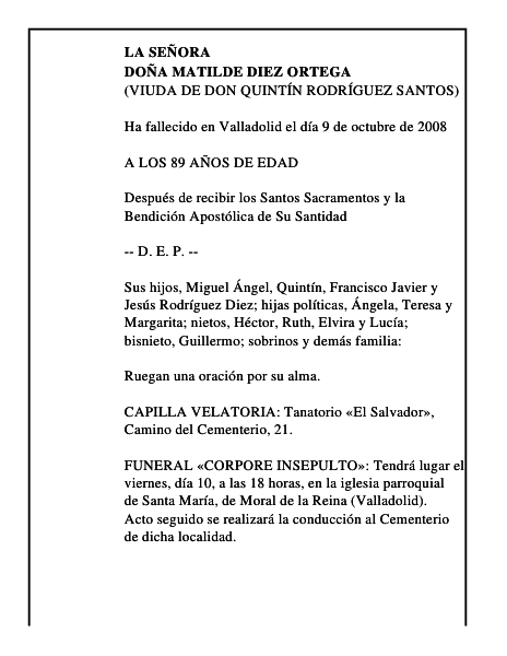 DOÑA MATILDE DIEZ ORTEGA