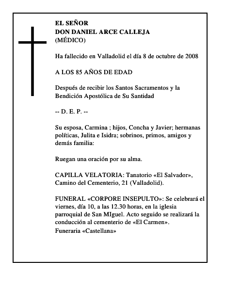 DON DANIEL ARCE CALLEJA