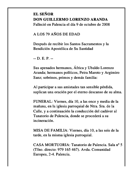 DON GUILLERMO LORENZO ARANDA