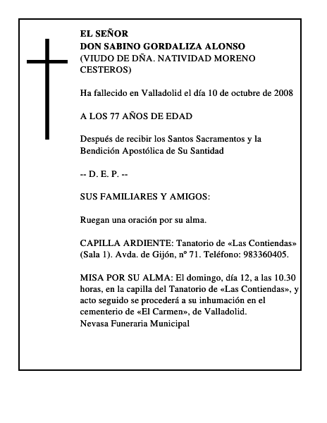 DON SABINO GORDALIZA ALONSO