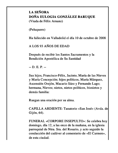DOÑA EULOGIA GONZÁLEZ BARUQUE