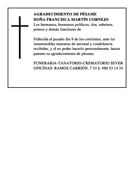 DOÑA FRANCISCA MARTÍN CORNEJO