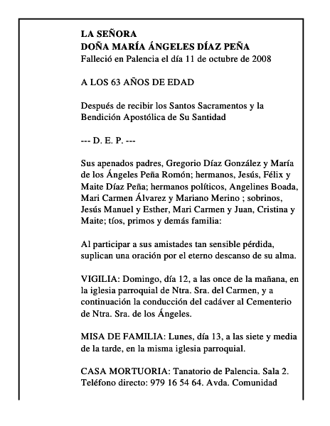 DOÑA MARÍA ÁNGELES DÍAZ PEÑA
