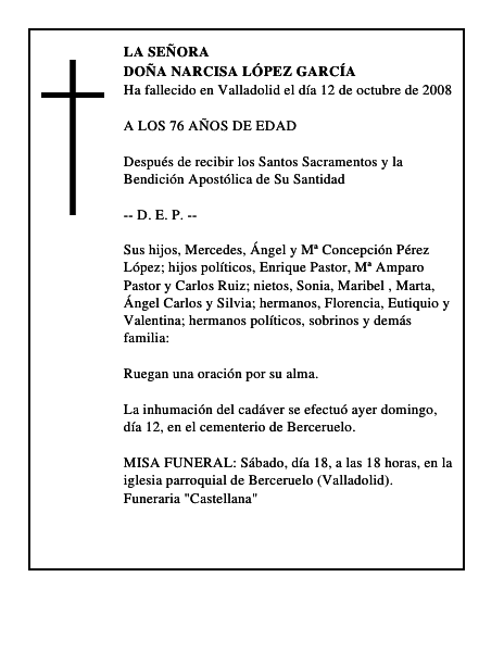 DOÑA NARCISA LÓPEZ GARCÍA