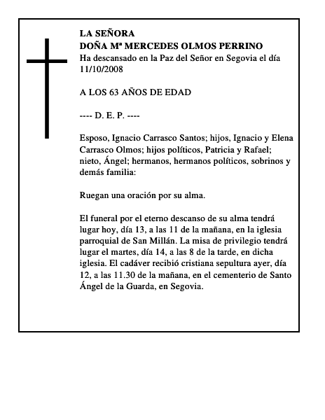 DOÑA Mª MERCEDES OLMOS PERRINO