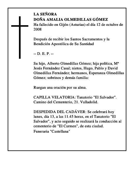 DOÑA AMALIA OLMEDILLAS GÓMEZ