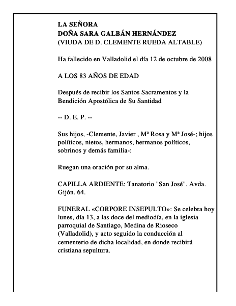 DOÑA SARA GALBÁN HERNÁNDEZ