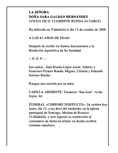 DOÑA SARA GALBÁN HERNÁNDEZ