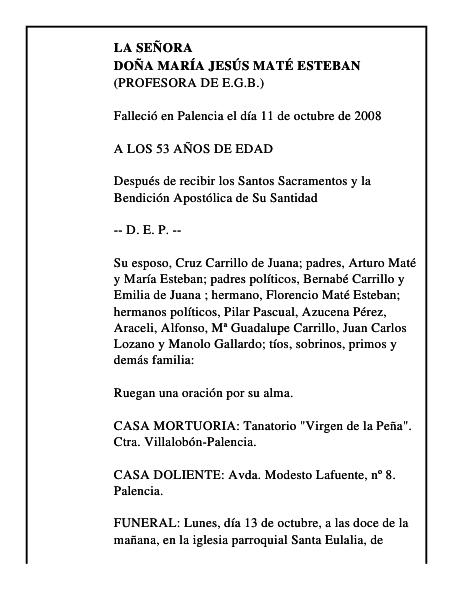 DOÑA MARÍA JESÚS MATÉ ESTEBAN