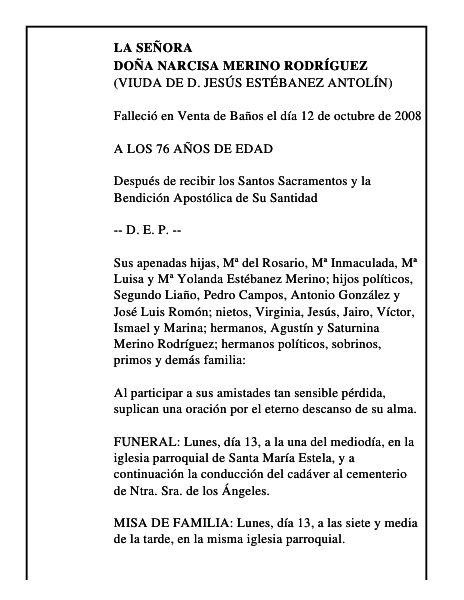 DOÑA NARCISA MERINO RODRÍGUEZ