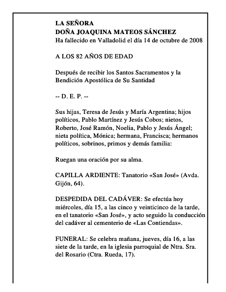 DOÑA JOAQUINA MATEOS SÁNCHEZ
