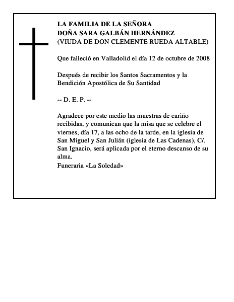 DOÑA SARA GALBÁN HERNÁNDEZ