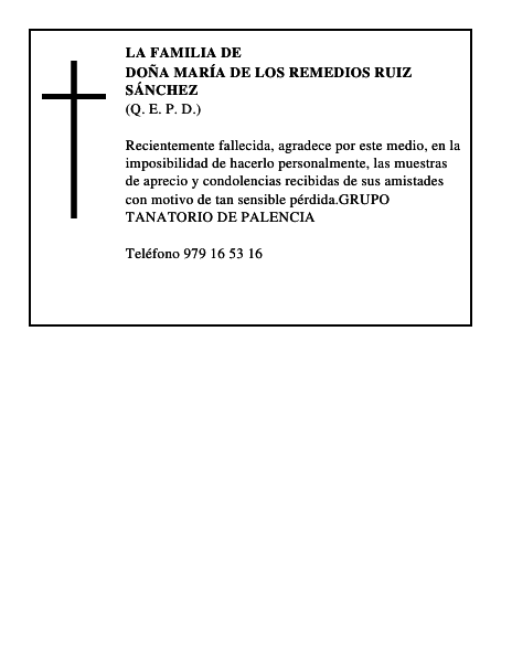 DOÑA MARÍA DE LOS REMEDIOS RUIZ SÁNCHEZ