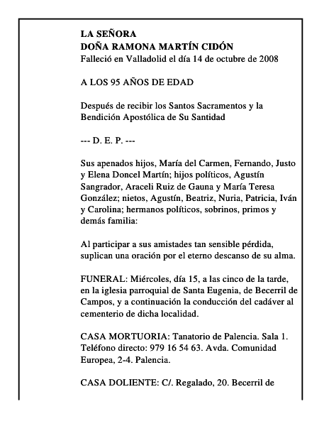 DOÑA RAMONA MARTÍN CIDÓN