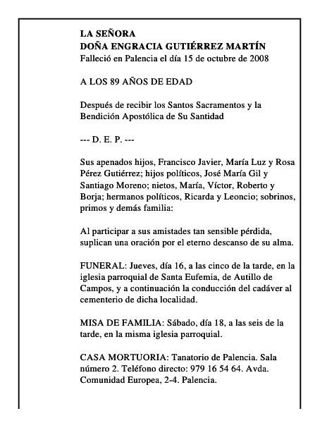 DOÑA ENGRACIA GUTIÉRREZ MARTÍN