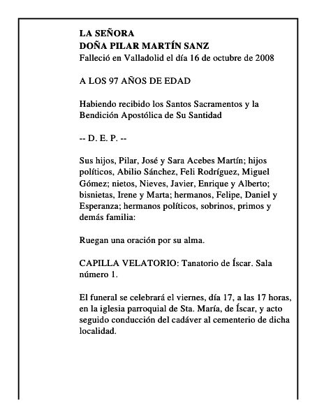 DOÑA PILAR MARTÍN SANZ