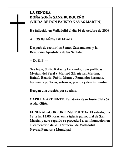 DOÑA SOFÍA SANZ BURGUEÑO