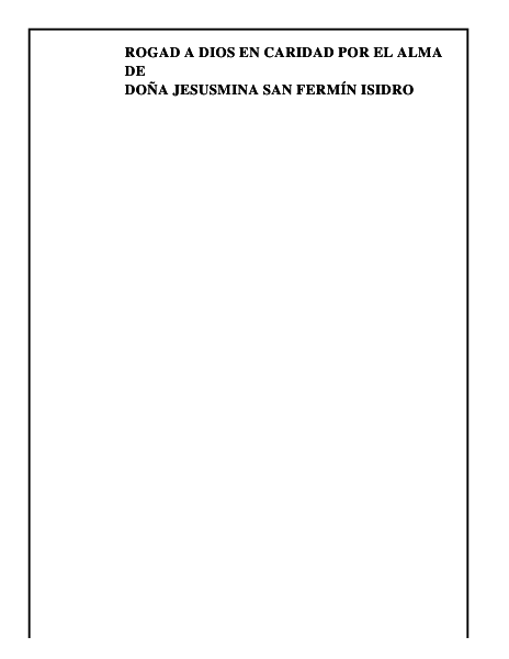 DOÑA JESUSMINA SAN FERMÍN ISIDRO