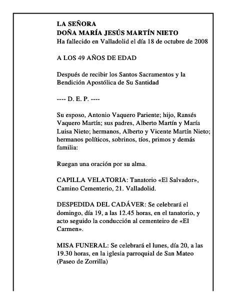 DOÑA MARÍA JESÚS MARTÍN NIETO
