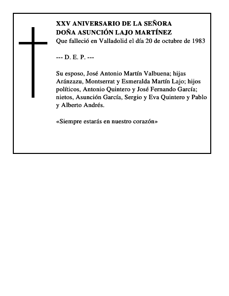 DOÑA ASUNCIÓN LAJO MARTÍNEZ