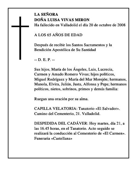 DOÑA LUISA VIVAS MIRON