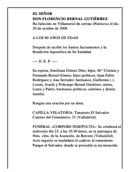 DON FLORENCIO BERNAL GUTIÉRREZ