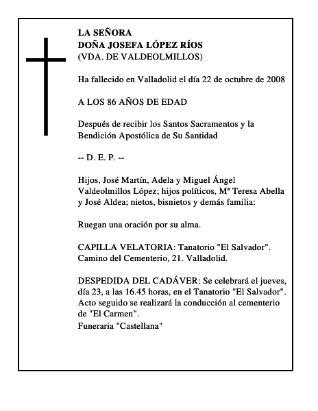 DOÑA JOSEFA LÓPEZ RÍOS