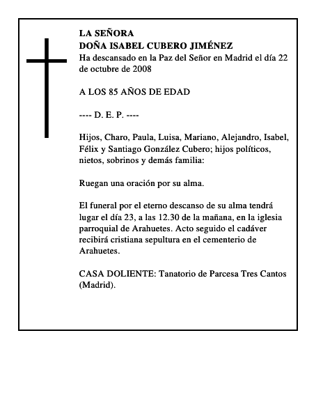 DOÑA ISABEL CUBERO JIMÉNEZ