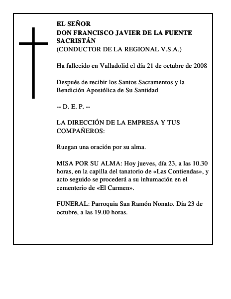 DON FRANCISCO JAVIER DE LA FUENTE SACRISTÁN