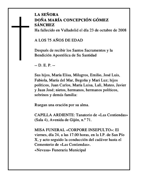 DOÑA MARÍA CONCEPCIÓN GÓMEZ SÁNCHEZ
