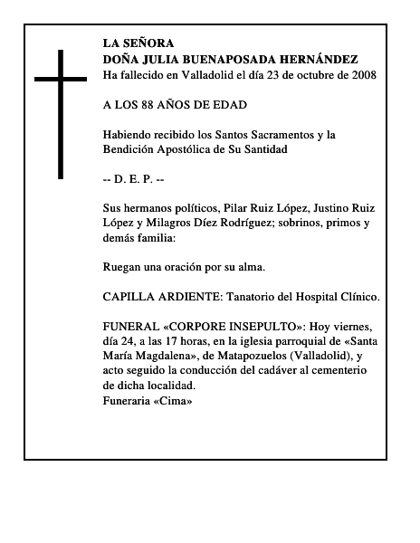 DOÑA JULIA BUENAPOSADA HERNÁNDEZ