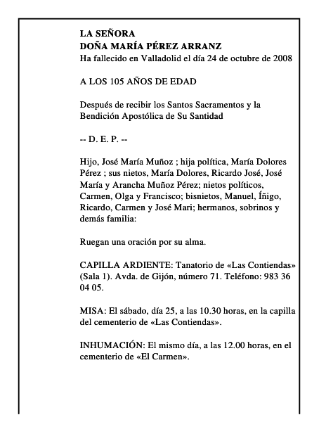 DOÑA MARÍA PÉREZ ARRANZ