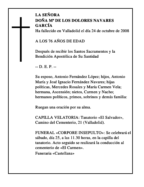 DOÑA Mª DE LOS DOLORES NAVARES GARCÍA