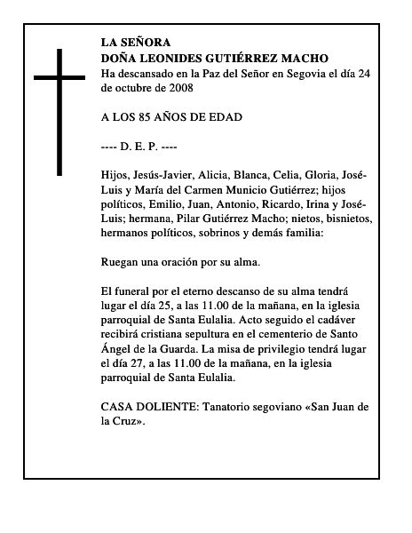 DOÑA LEONIDES GUTIÉRREZ MACHO
