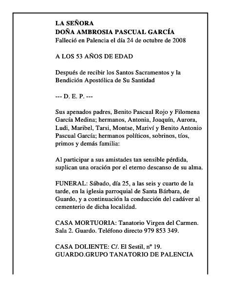 DOÑA AMBROSIA PASCUAL GARCÍA