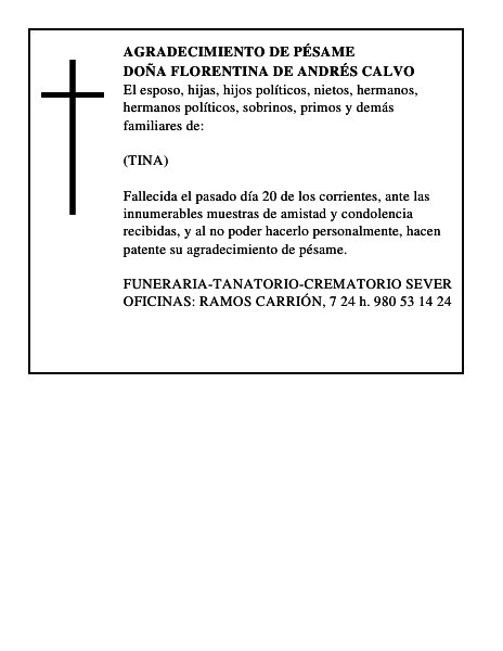 DOÑA FLORENTINA DE ANDRÉS CALVO