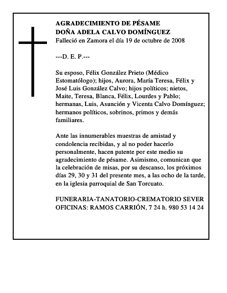 DOÑA ADELA CALVO DOMÍNGUEZ