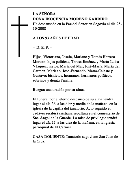 DOÑA INOCENCIA MORENO GARRIDO