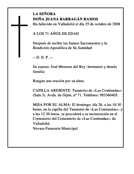 DOÑA JUANA BARRAGÁN RAMOS