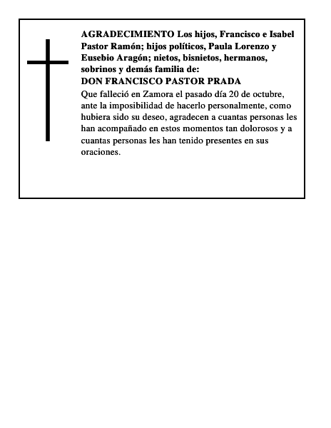 DON FRANCISCO PASTOR PRADA