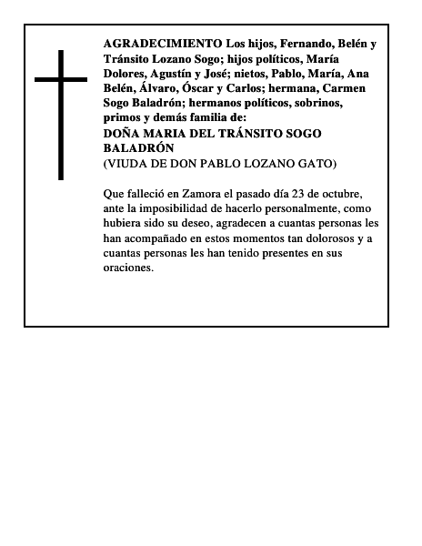 DOÑA MARIA DEL TRÁNSITO SOGO BALADRÓN