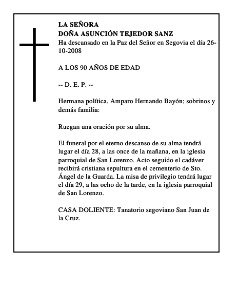 DOÑA ASUNCIÓN TEJEDOR SANZ