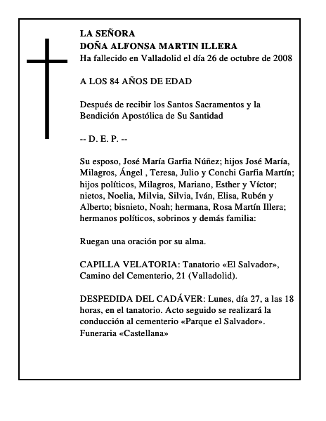 DOÑA ALFONSA MARTIN ILLERA