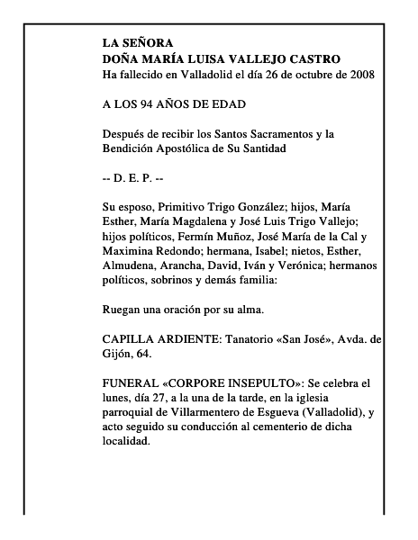 DOÑA MARÍA LUISA VALLEJO CASTRO