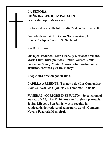DOÑA ISABEL RUIZ PALACÍN
