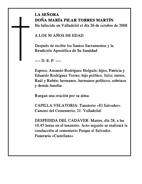 DOÑA MARÍA PILAR TORRES MARTÍN
