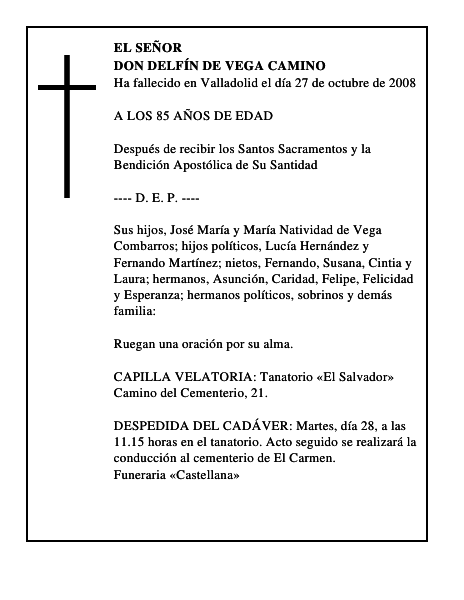DON DELFÍN DE VEGA CAMINO