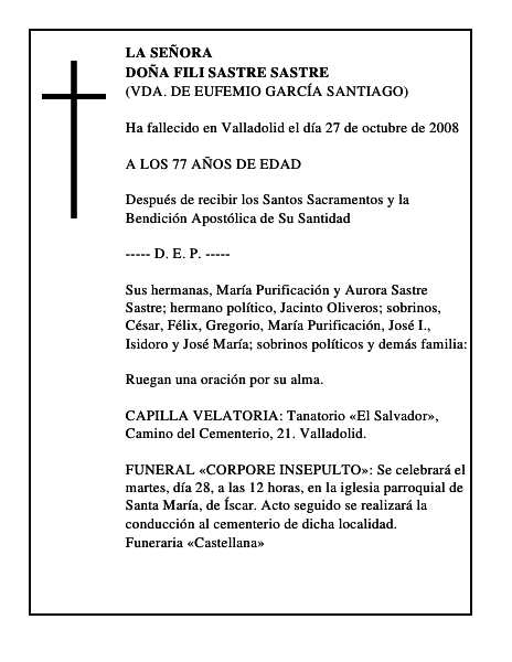 DOÑA FILI SASTRE SASTRE