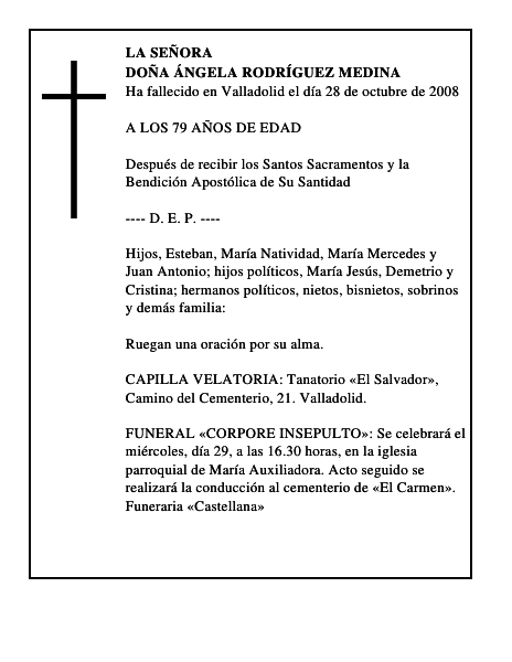 DOÑA ÁNGELA RODRÍGUEZ MEDINA