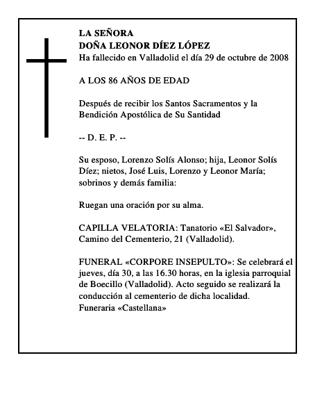 DOÑA LEONOR DÍEZ LÓPEZ